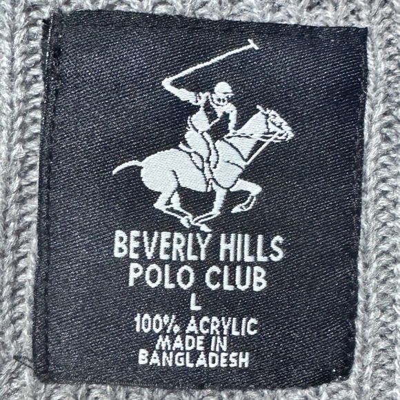 Beverly Hills Polo Club Grey Zip Sweater - Men's large - Picture 3 of 4
